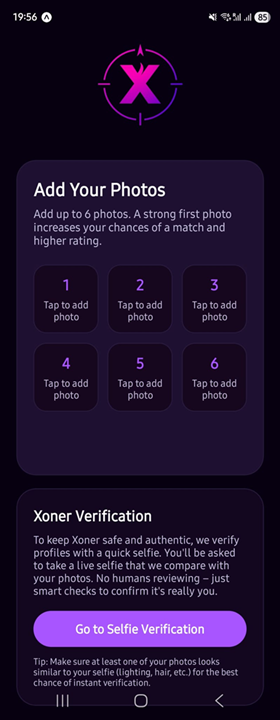 Xoner Verification Screen